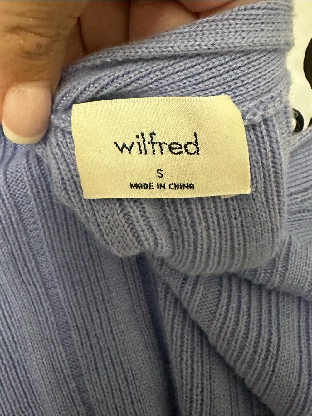 Wilfred Blue Cropped Ribbed V-Neck Cardigan - Picture 5 of 5